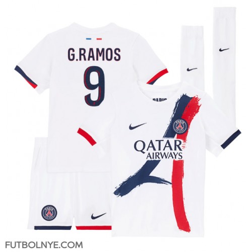 Camiseta Paris Saint-Germain Goncalo Ramos #9 Visitante Equipación para niños 2024-25 manga corta (+ pantalones cortos)